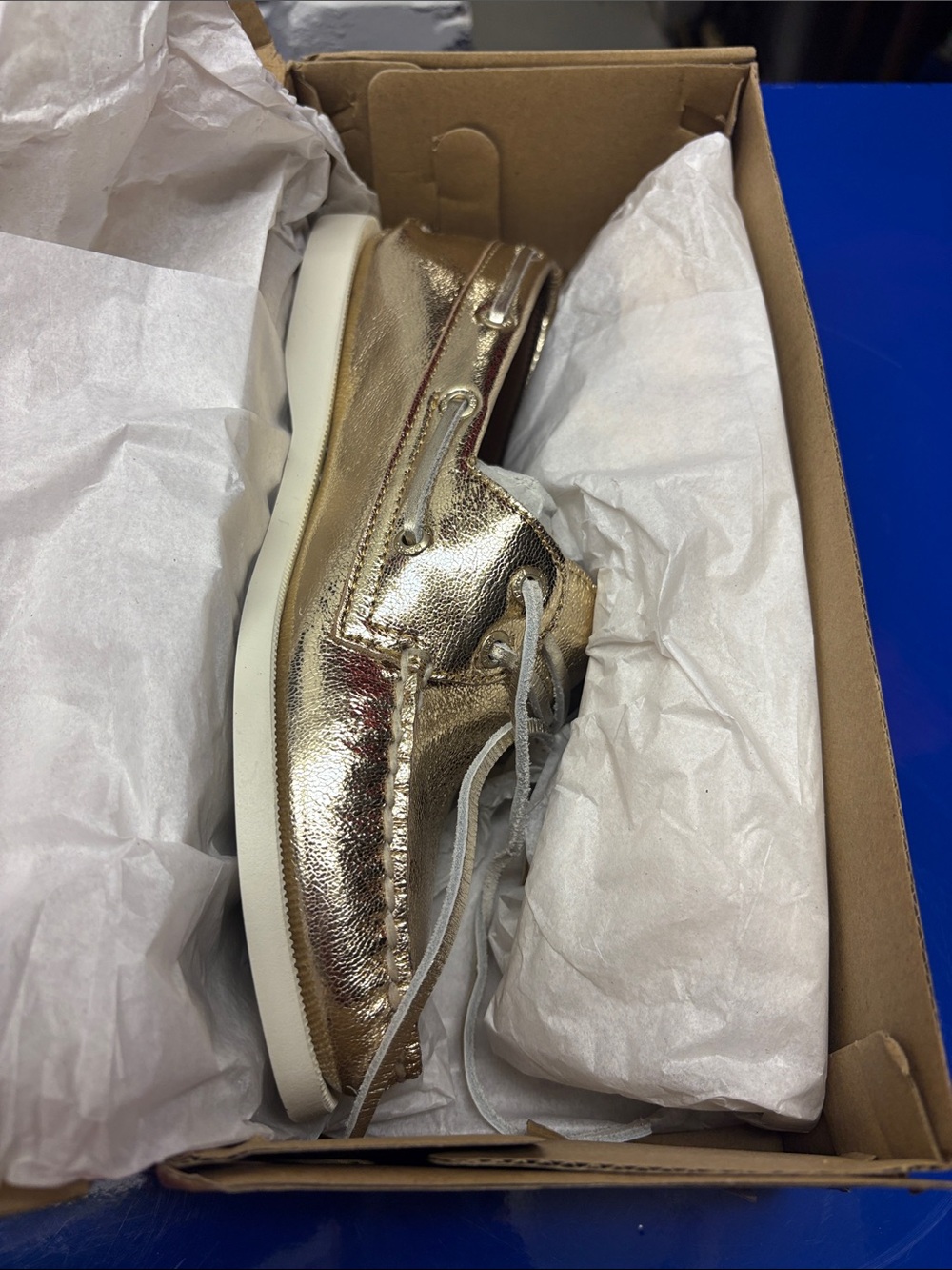 Sperry Metallic Gold Leather Boat Shoe - Women's